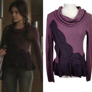 Anthropologie Moth Cowl Neck Sweater Cashmere Blend Purple SZ Medium